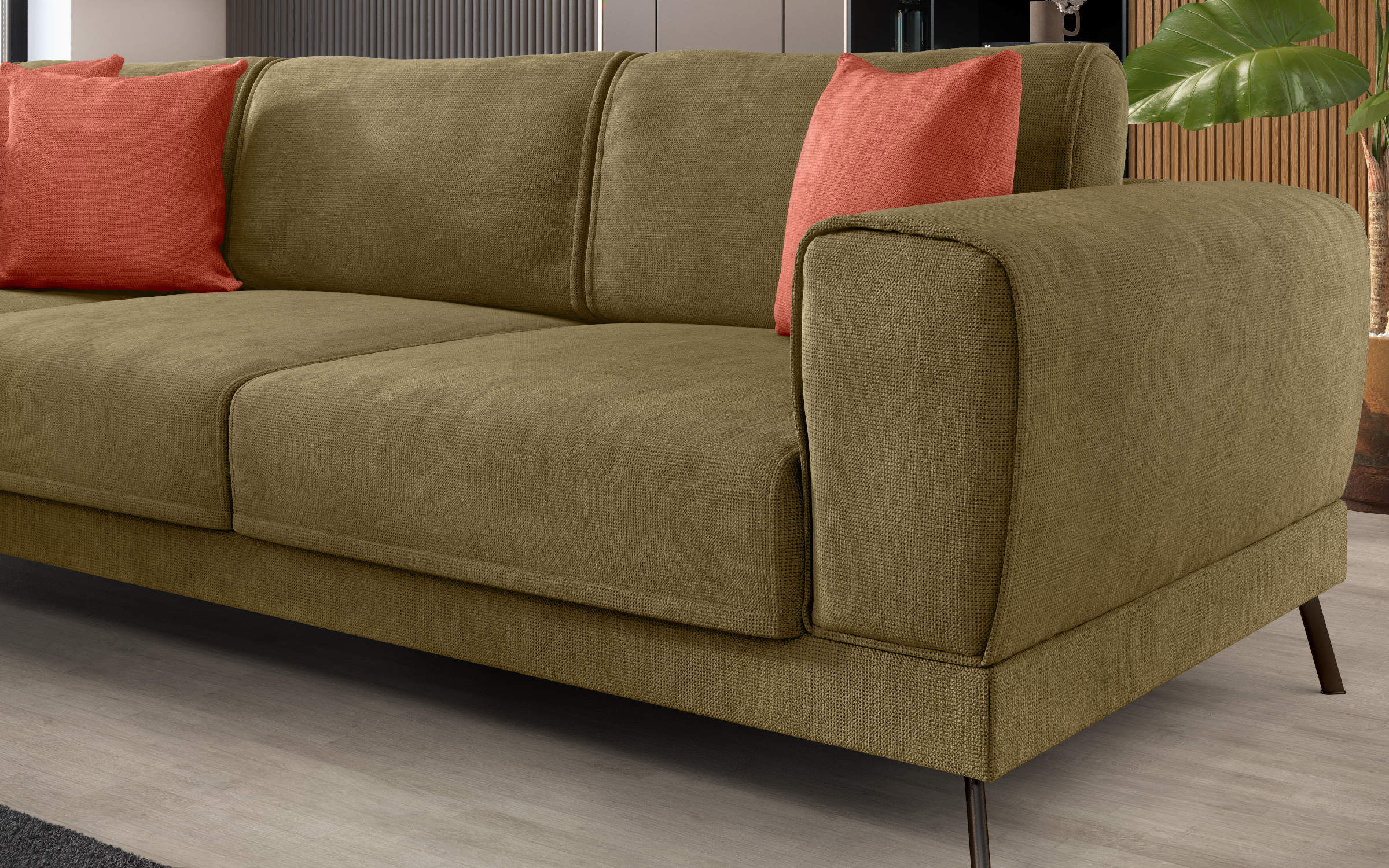 Coltar pentru living Aston, verde + portocaliu  3