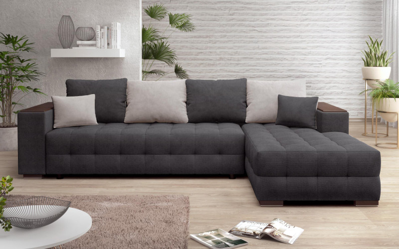 Coltar extensibil cu brat etajera Melvin Spring, grafit + maro deschis  1
