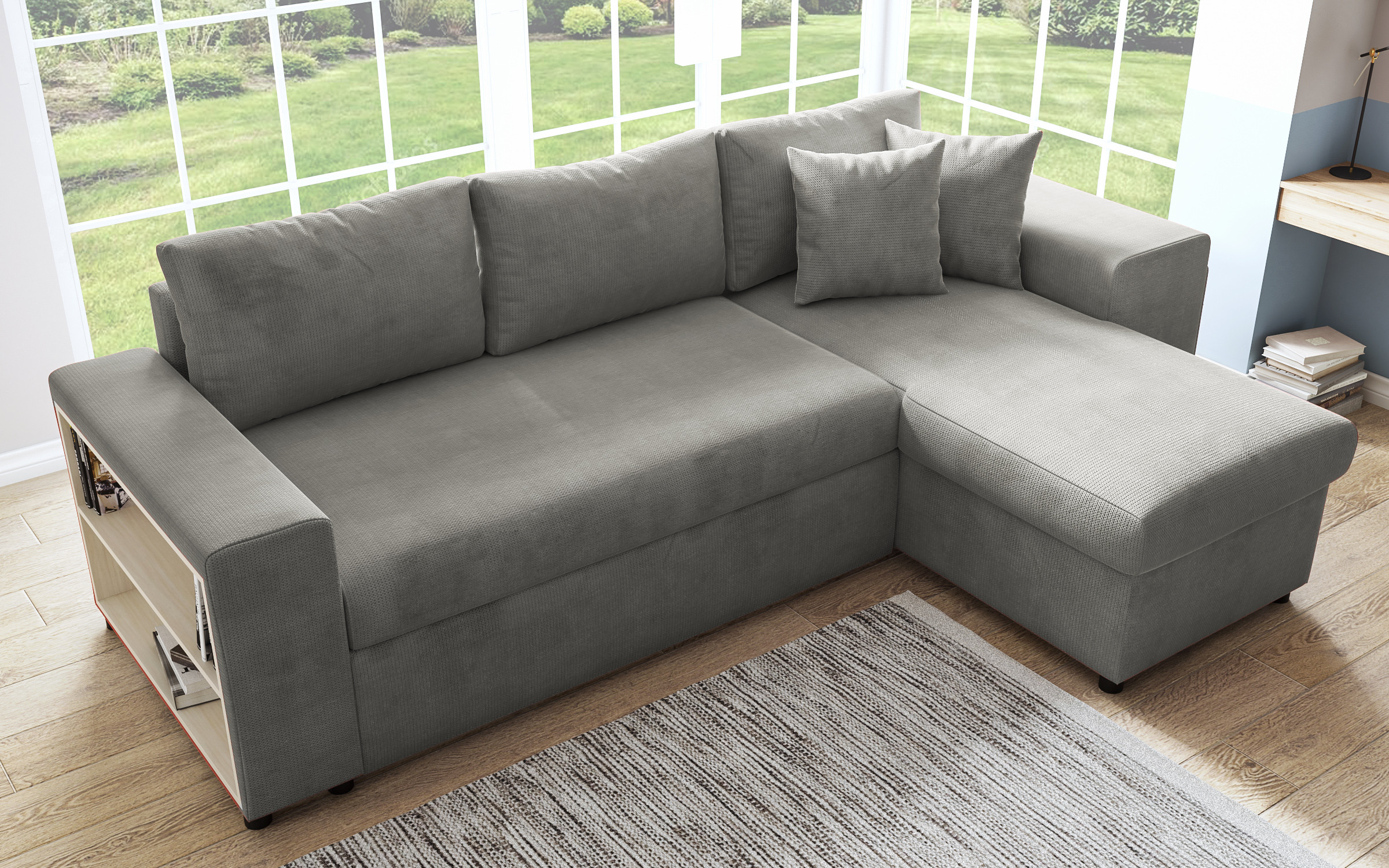 Coltar extensibil + 2 taburete Arden, gri  9
