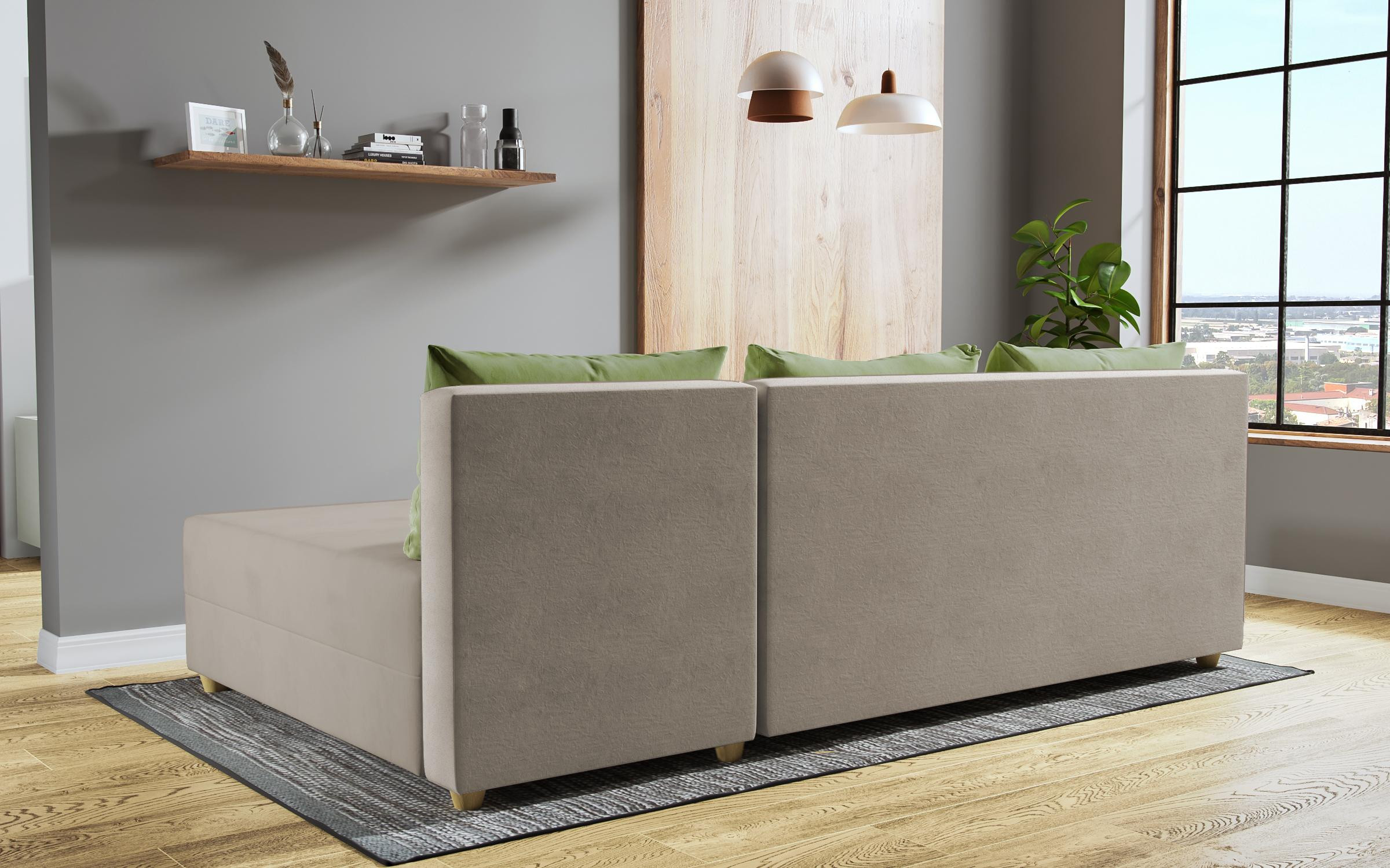 Coltar extensibil Dafini, bej inchis + verde  9