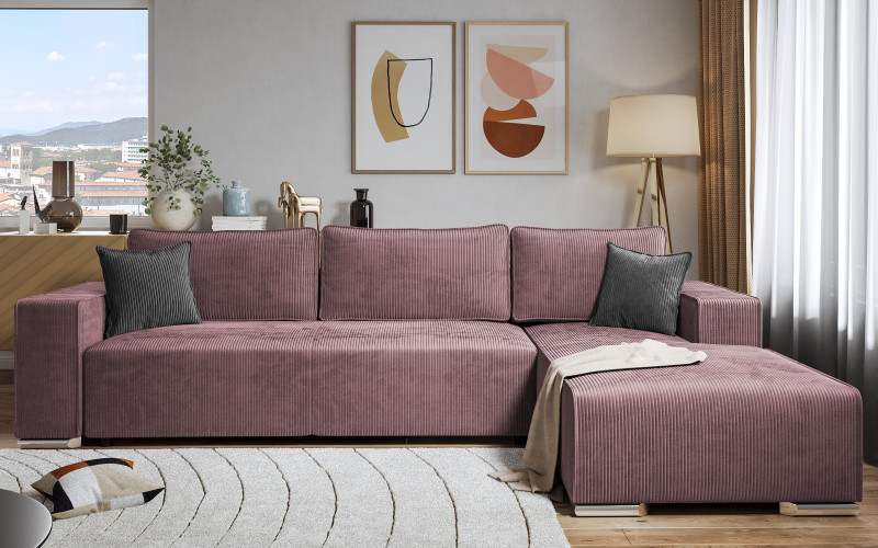 Coltar pentru living Felion, roz + gri  1