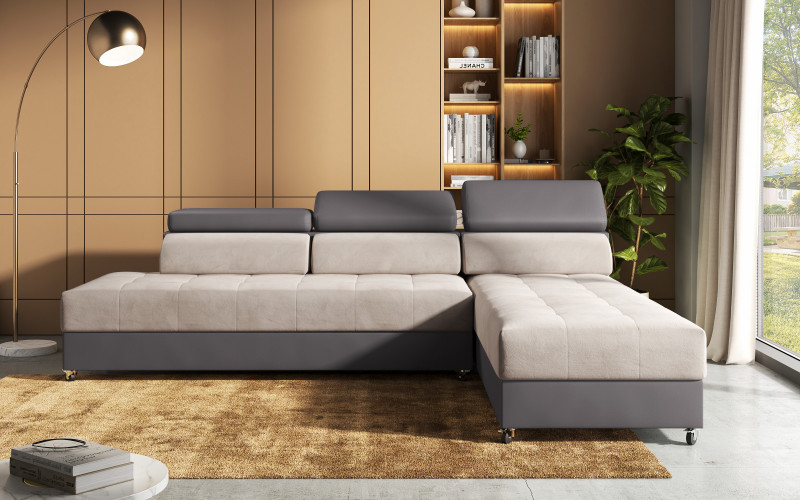 Coltar pentru living Galans, bej + gri-maroniu  1