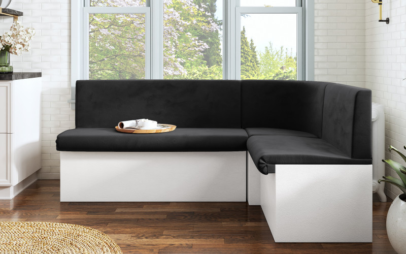 Coltar extensibil de bucatarie Iulian, grafit + piele alba  1