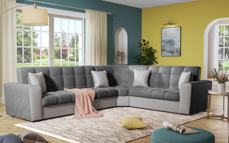 Coltar pentru living Miravel, gri inchis + gri deschis  1