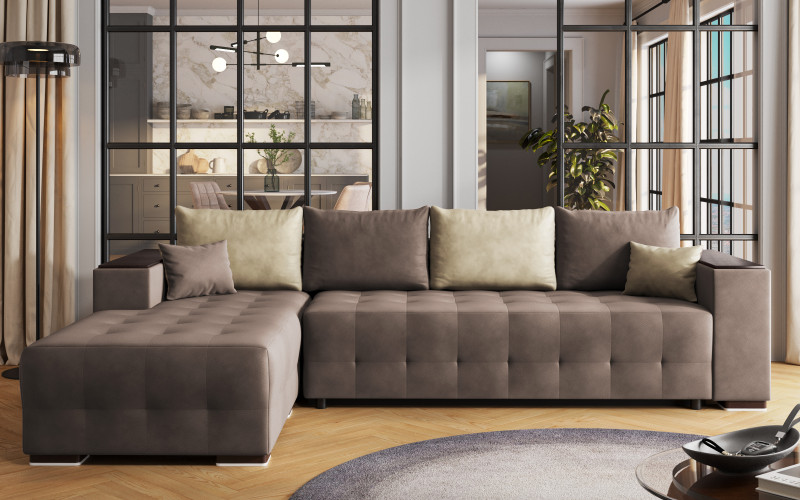 Coltar extensibil cu brat etajera Melvin Spring, maro + bej  1