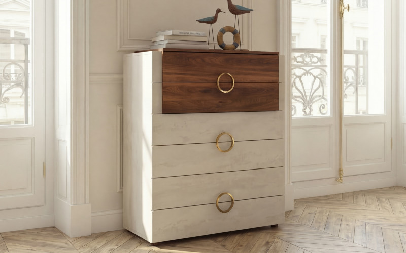 Comoda Aronda, Silk + stejar coniac  1