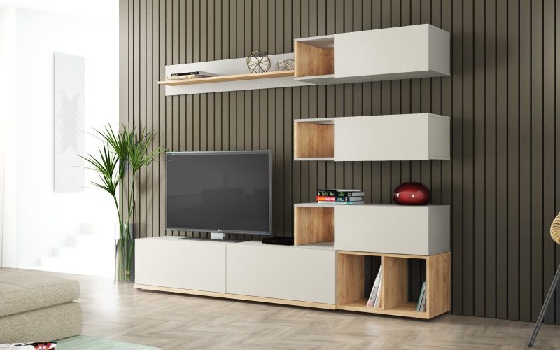 Biblioteca Liron, stejar craft auriu + casmir  1