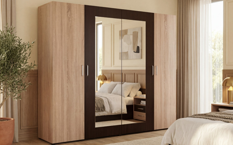 Dulap cu patru usi Porto, stejar sonoma + wenge  1