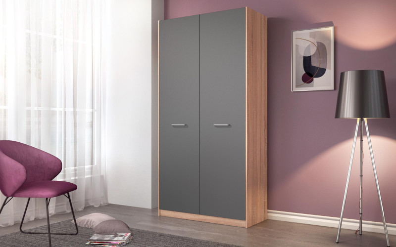 Dulap cu doua usi Diema, stejar sonoma + antracit mat  1