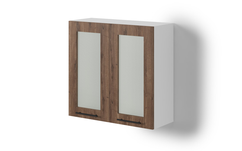 Dulap-vitrina de bucatarie Dakota 43, stejar scandinav inchis  1