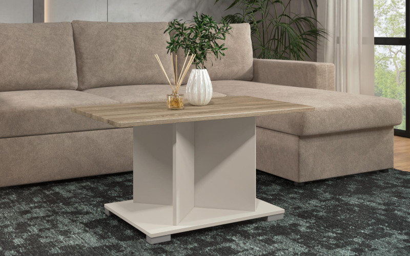 Masuta de cafea + MDF Aurea L, nisipiu mat + stejar sonoma  1