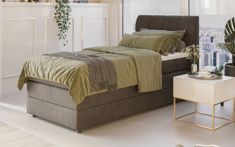 Pat dublu Boxspring + top saltea 90/200 Valoni, gri  1