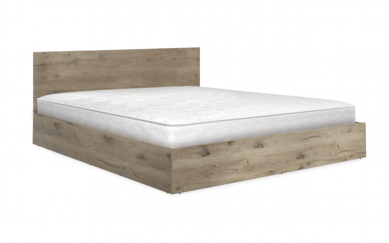 Set Pat dublu Izi 140/200 + saltea Leo Classic + baza MDF + set mecanism de ridicare, stejar scandinav deschis  1