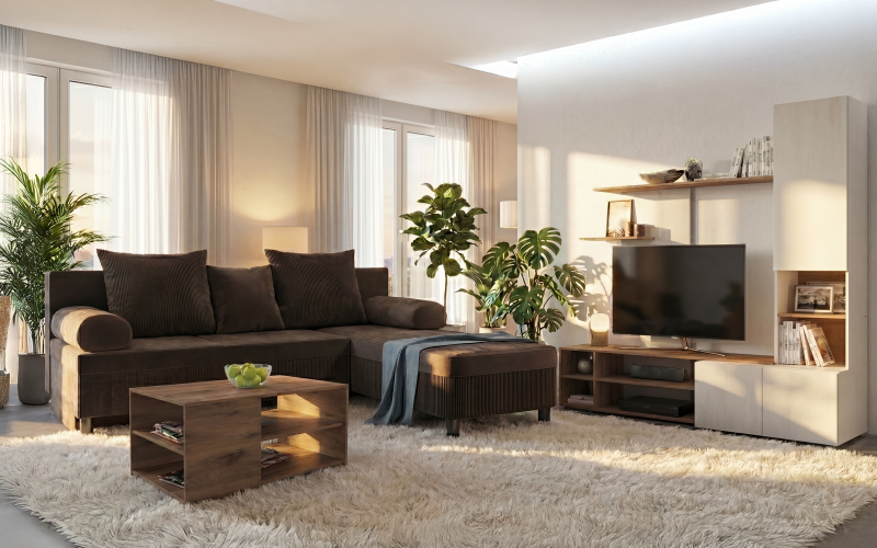 Set living Delano S, maro deschis + stejar scandinav inchis + Silk  1