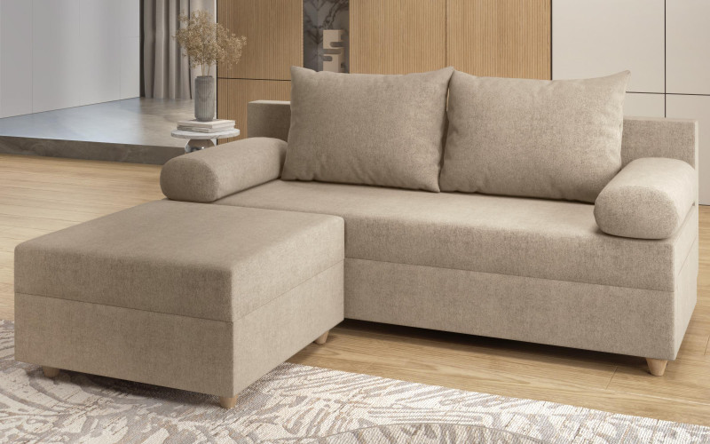 Canapea extensibila + taburet Vitaro, bej deschis  1