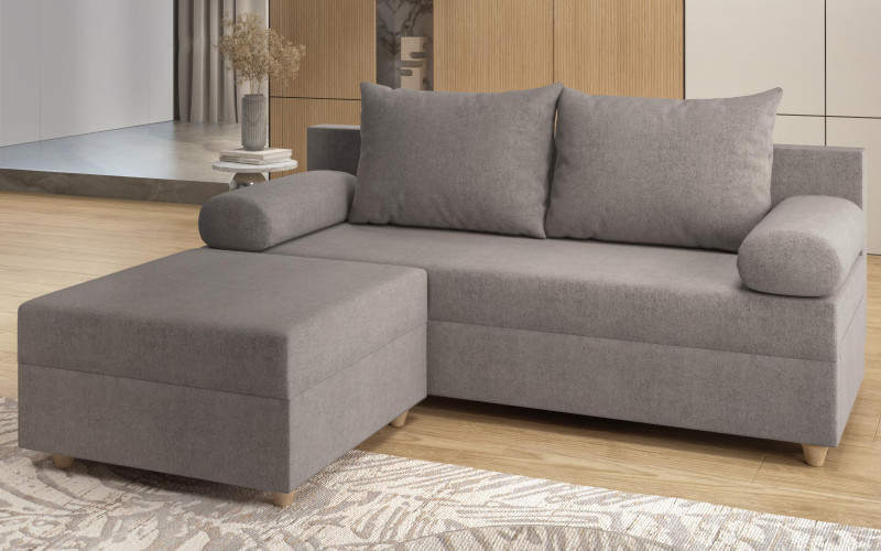 Canapea extensibila + taburet Vitaro, gri  1
