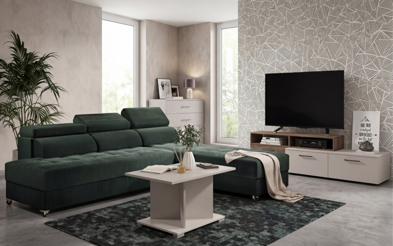 Set living Galans Nova, verde + nisipiu mat + casmir + stejar scandinav inchis  1