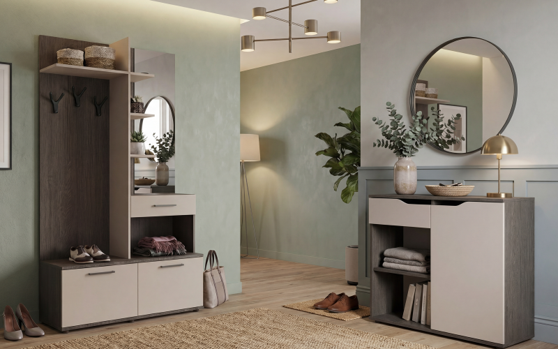 Set Cuier Daily + comoda Space A, stejar antracit + casmir  1