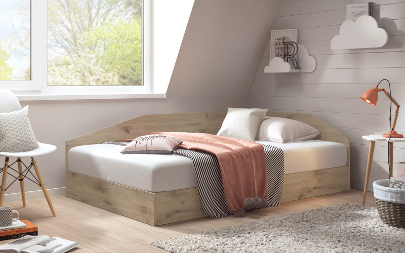 Pat 120/190 Ralitsa + saltea, stejar scandinav deschis  1