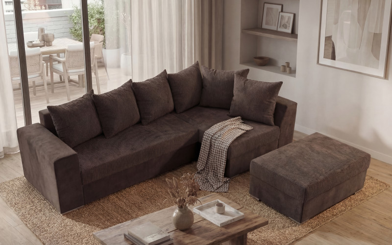 Coltar extensibil + taburet Londo, maro deschis  1