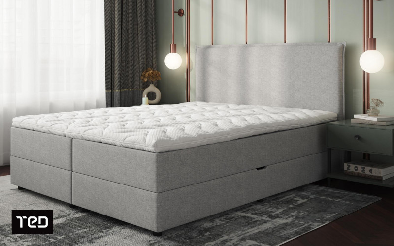 Pat dublu Boxspring 160/200 Modera, gri deschis  1