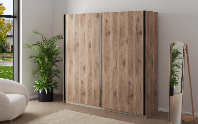 Dulap modular cu usi glisante 200 сm Soho Slide 200, stejar scandinav inchis  1