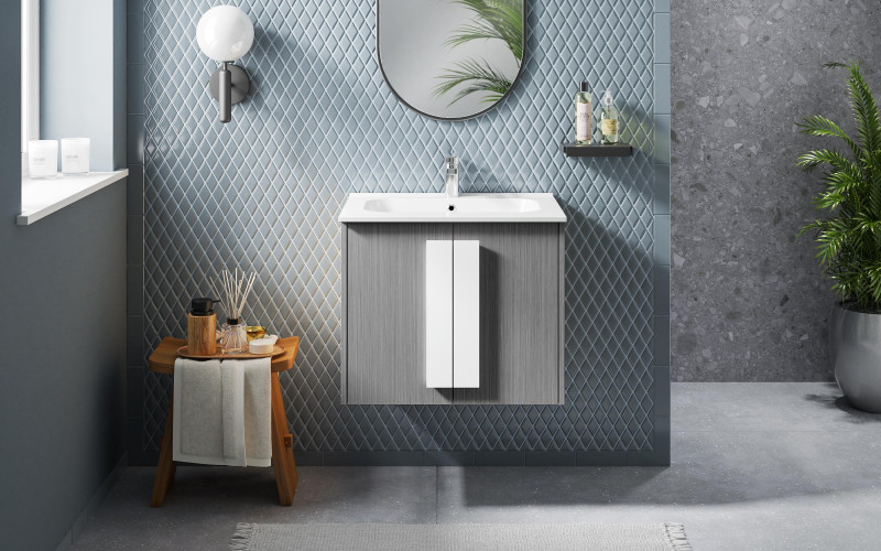 Dulap PVC pentru baie cu chiuveta ICP6451-2, lemnos  1