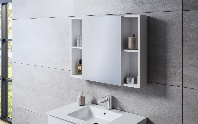 Dulap PVC pentru baie cu oglinda ICMC 6014-80, alb  1