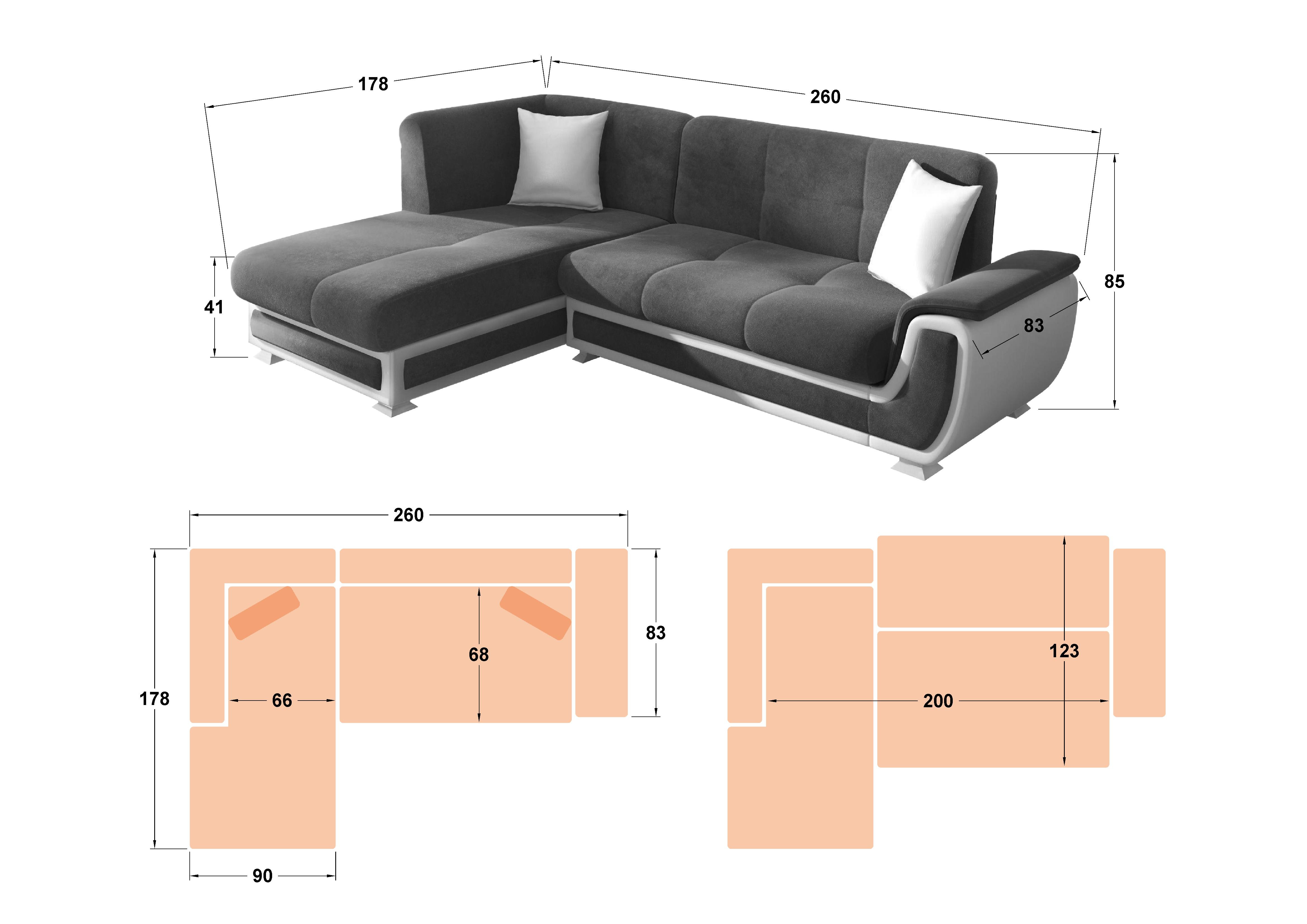 Coltar extensibil + mecanism click- clack Princess S II, gri + piele neagra  2