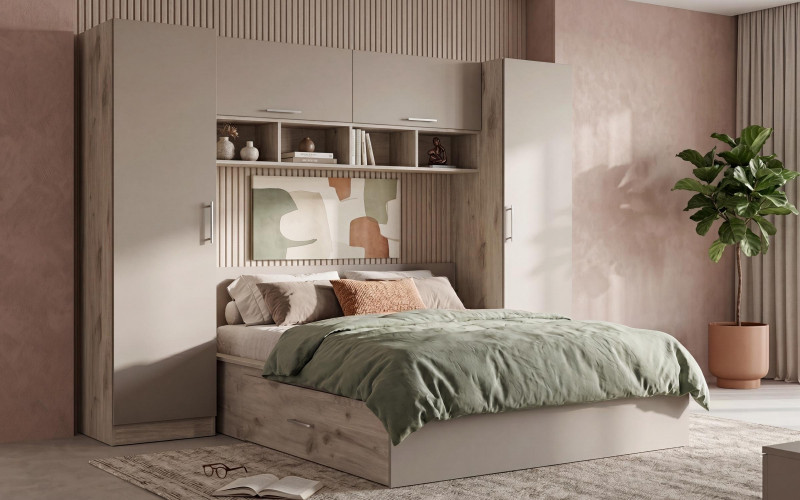 Set dormitor 160/200 Marten, stejar scandinav deschis + Perla  1