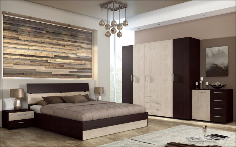 Set dormitor 160/200 Medeea, wenge + rockford deschis  1