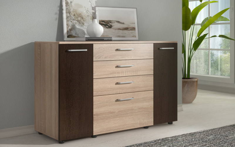 Comoda Ronie, stejar sonoma + wenge  1