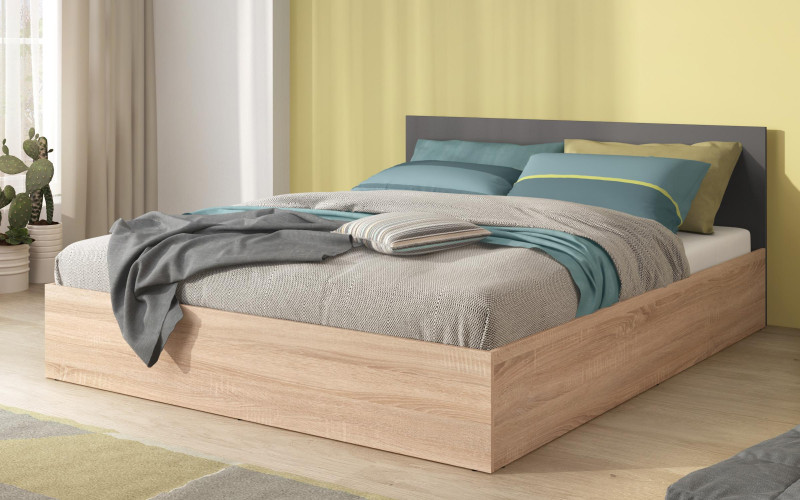 Pat dublu 160/200 Diema, stejar sonoma + antracit mat  1