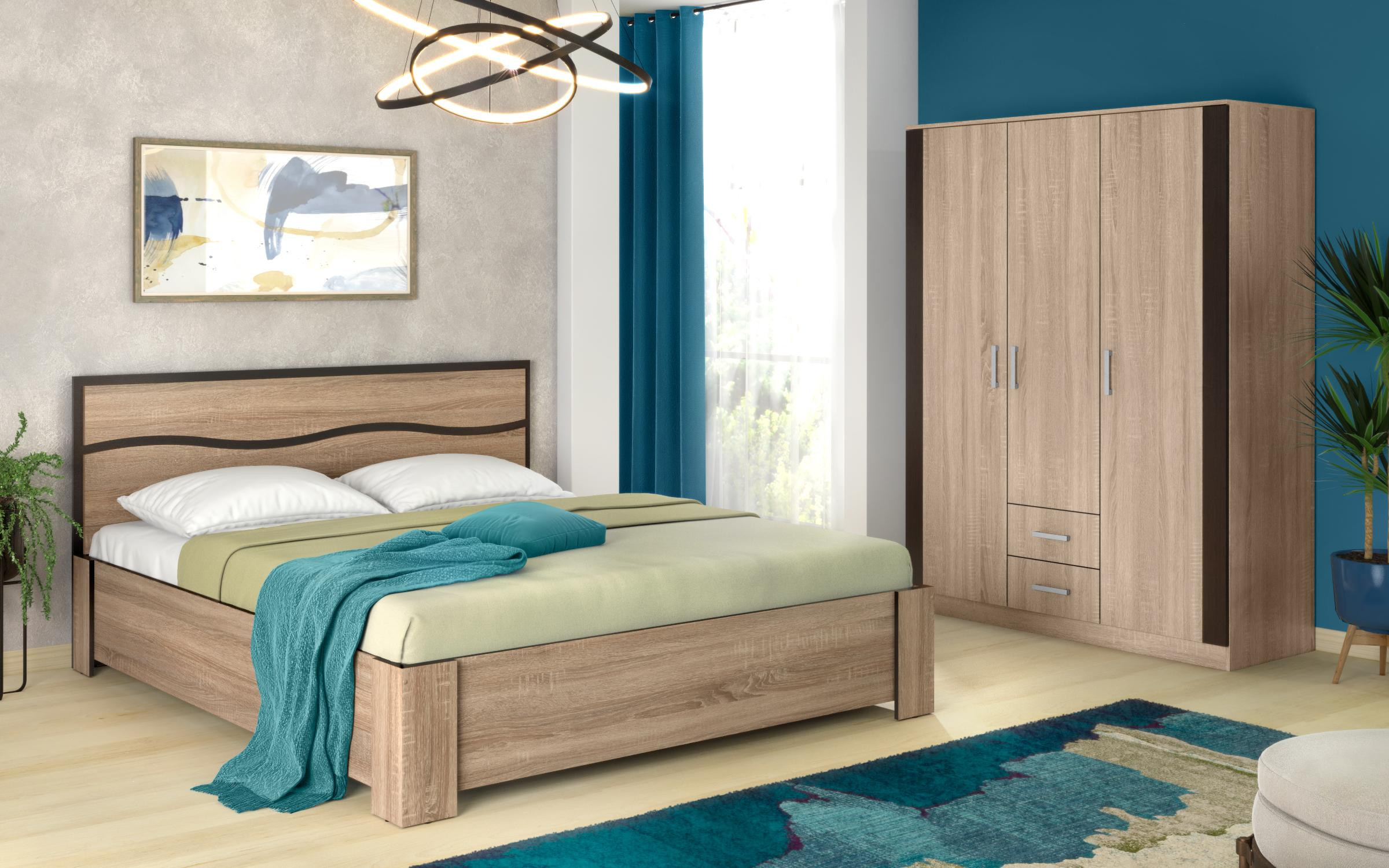 Pat dublu 160/200 Viela, sonoma truffle + wenge magia  2