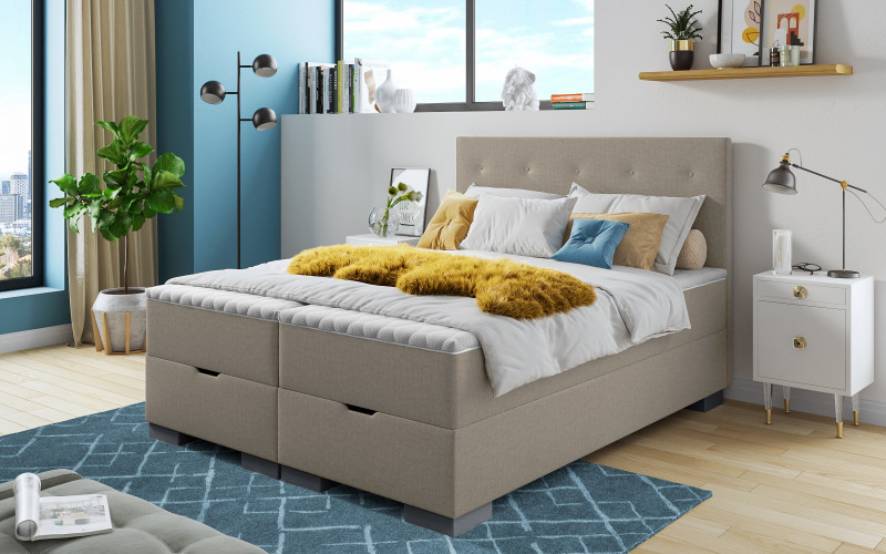 Pat dublu Boxspring 160/200 Albeta, bej inchis  1