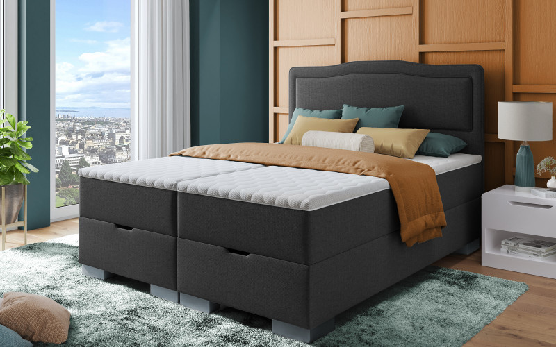 Pat dublu Boxspring 160/200 Sinera, gri inchis  1