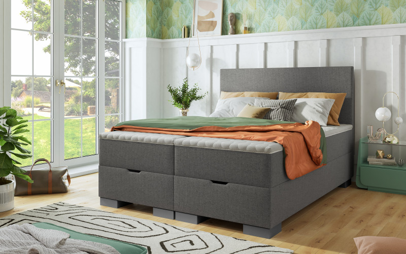 Pat dublu Boxspring 160/200 Evian, bej inchis  1