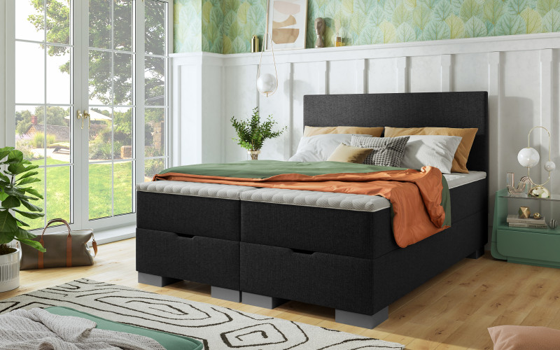 Pat dublu Boxspring 160/200 Evian, gri inchis  1
