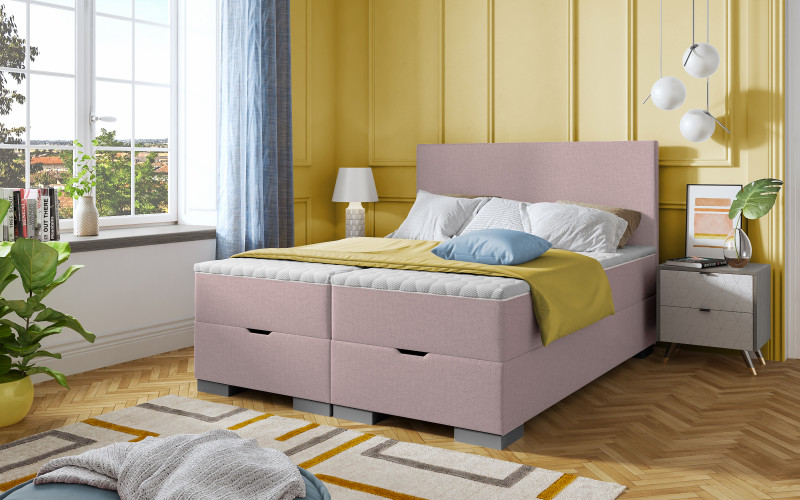 Pat dublu Boxspring 160/200 Evian, roz  1
