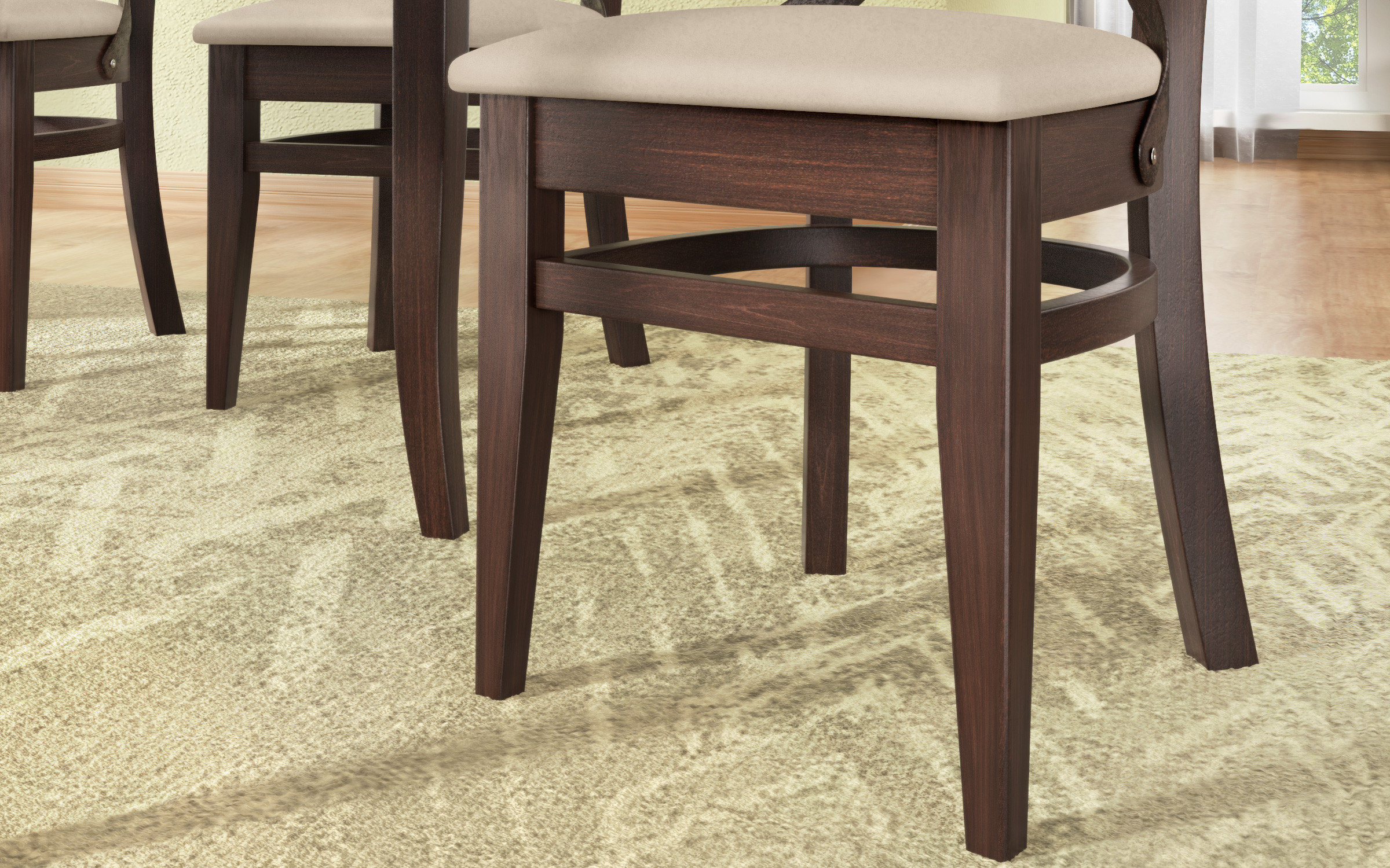 Scaun de masa Dolce, wenge cu sezut bej  3