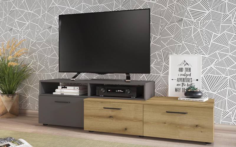 Modul TV Shely, stejar evoc + antracit mat  1