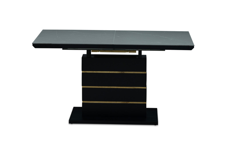 Masa dining extensibila Tirela, marmura neagra mat + natural  1