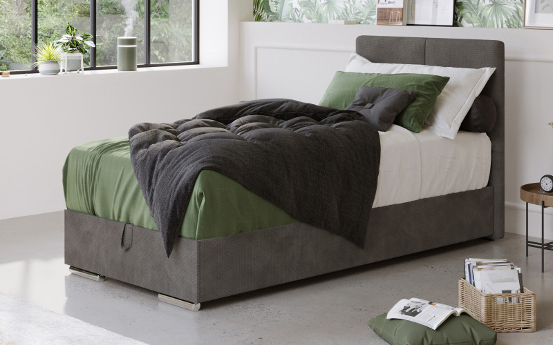 Pat dublu Boxspring + top saltea Vindy  90/200, gri  1