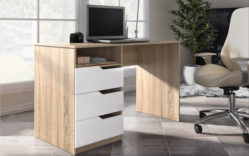 Birou Eton, stejar sonoma + alb  1