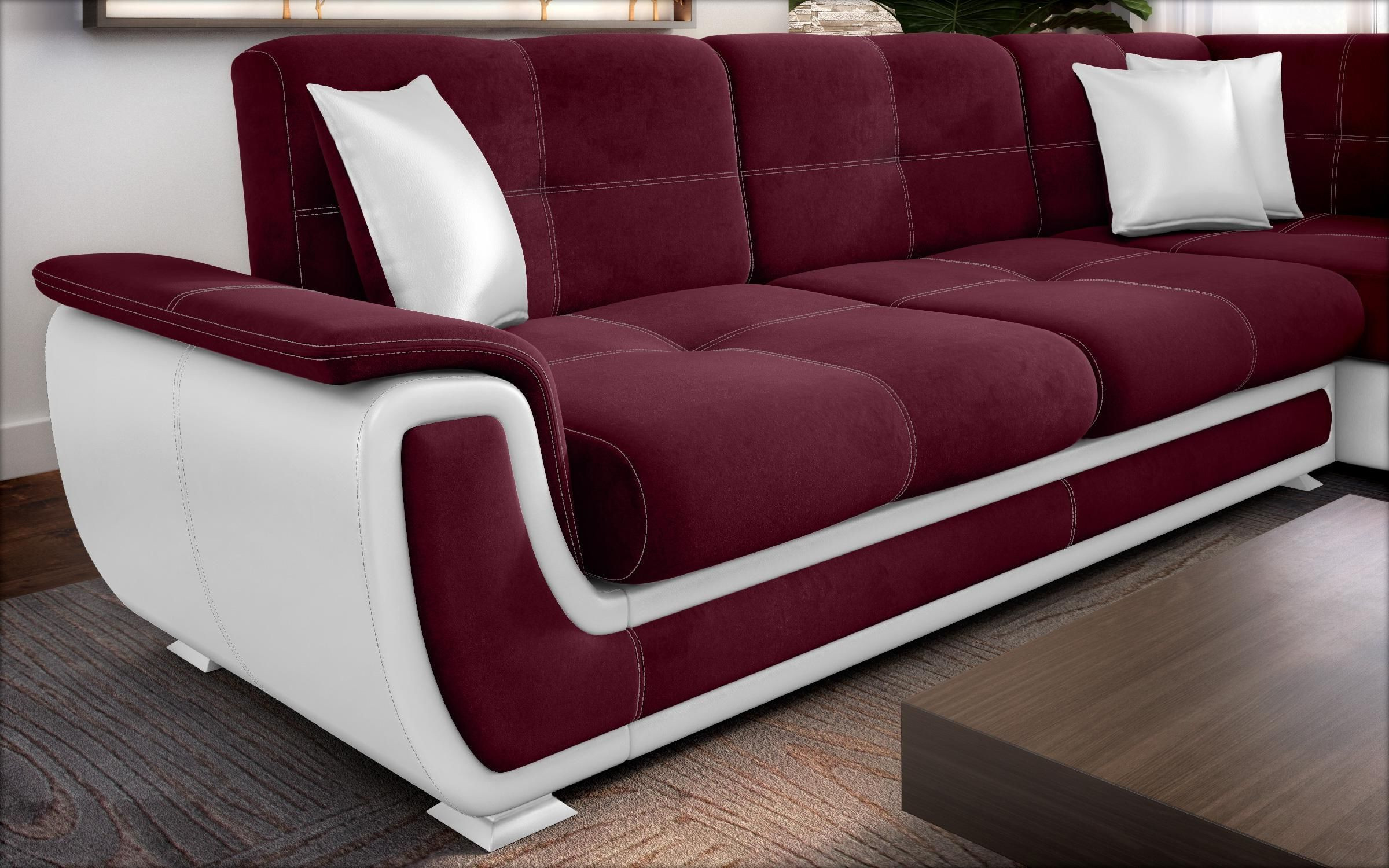 Coltar Princess II + mecanism click-clack | bordo + piele alba, bordo + piele alba  6