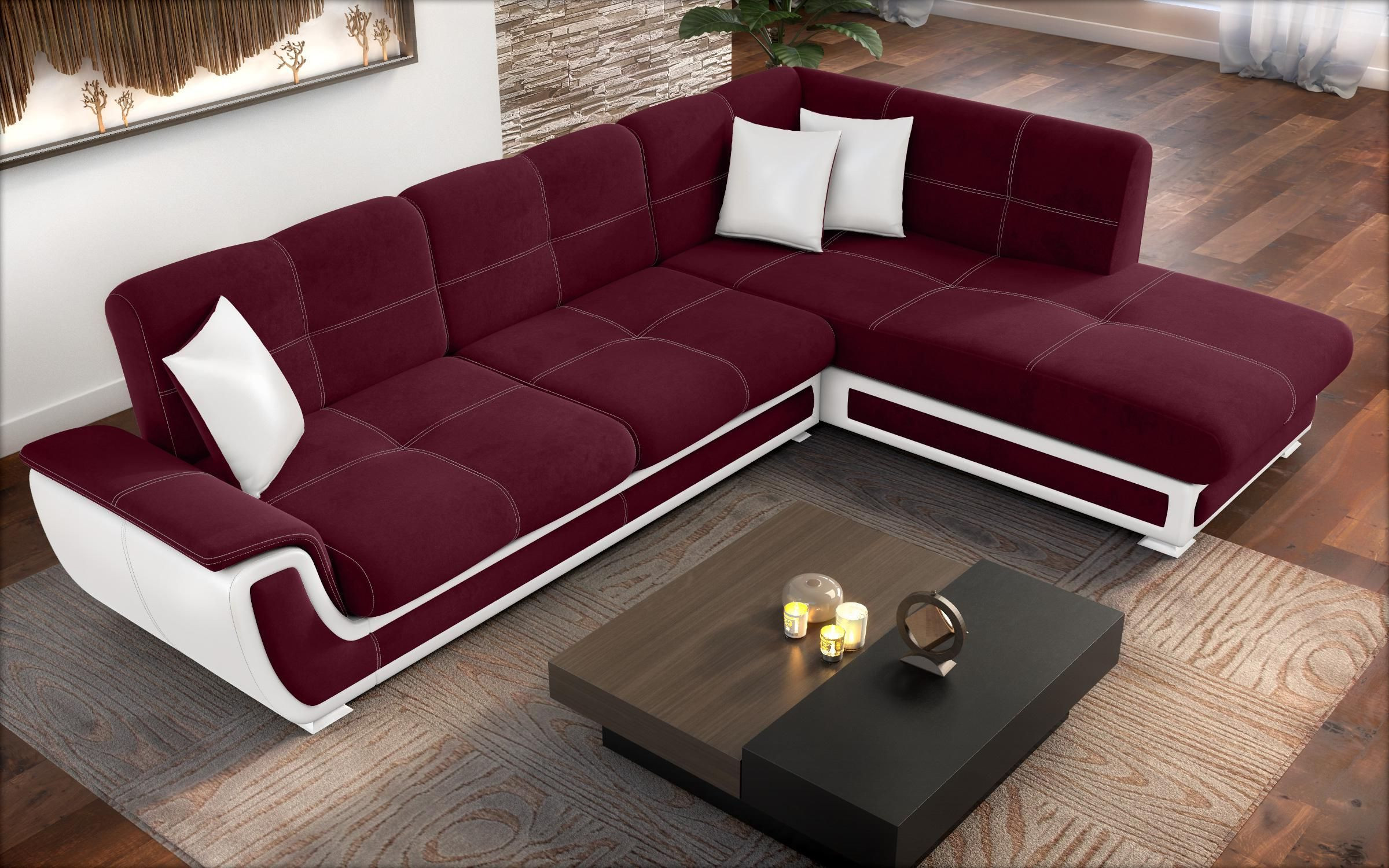 Coltar Princess II + mecanism click-clack | bordo + piele alba, bordo + piele alba  8