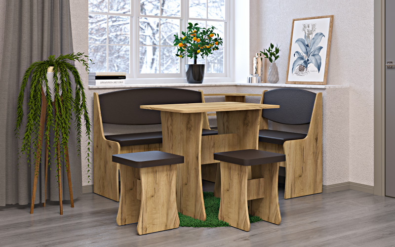 Set pentru sufragerie Praim, stejar auriu craft  1