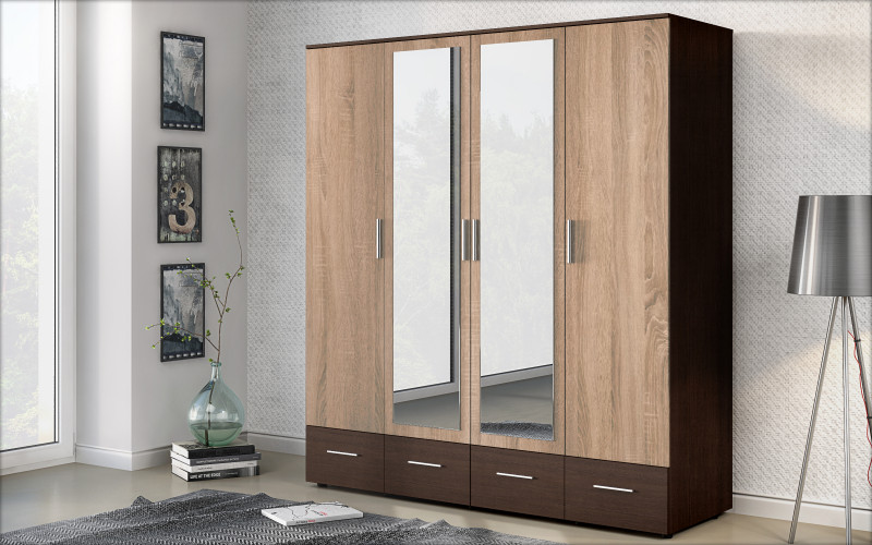 Dulap cu 4 usi si sertare Select II, stejar sonoma + wenge  1