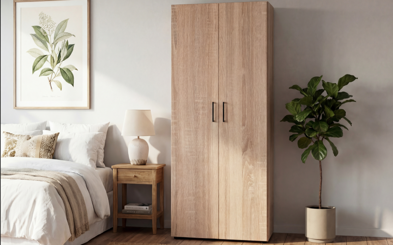Dulap cu doua usi  ,bara si rafturi Masimo Comfort 3, stejar sonoma  1
