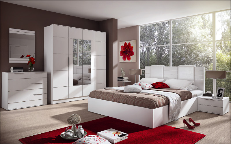 Set dormitor 160/200 Devin + saltea, shagreen alb  1